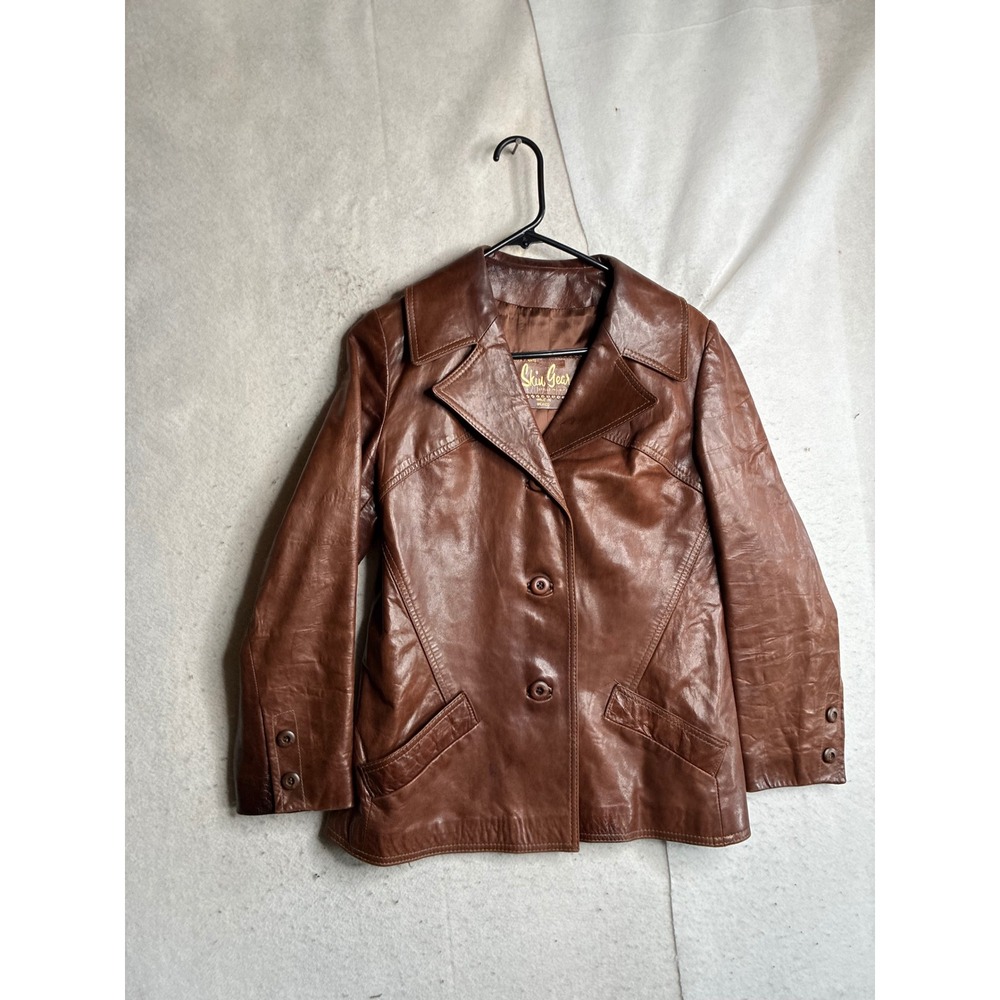Vintage Skin Gear Brown Leather Blazer Jacket California Style Size 12 Mexico